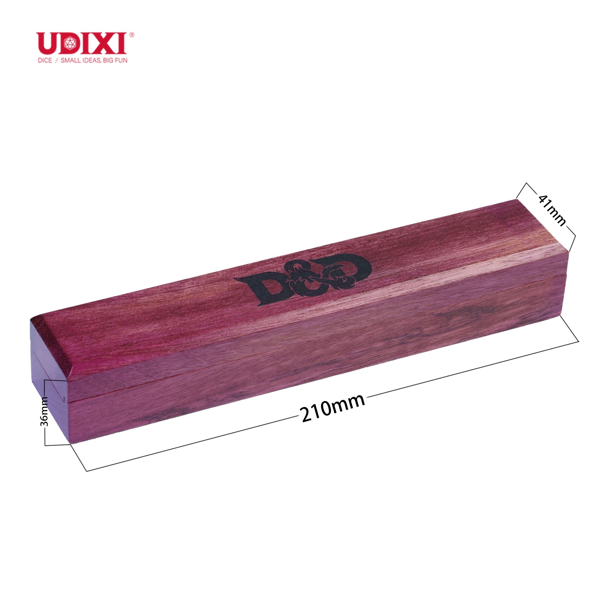 Udixi RPG custom logo dungeons and dragons d&d Wooden Dice Box Case packaging Purple Heart