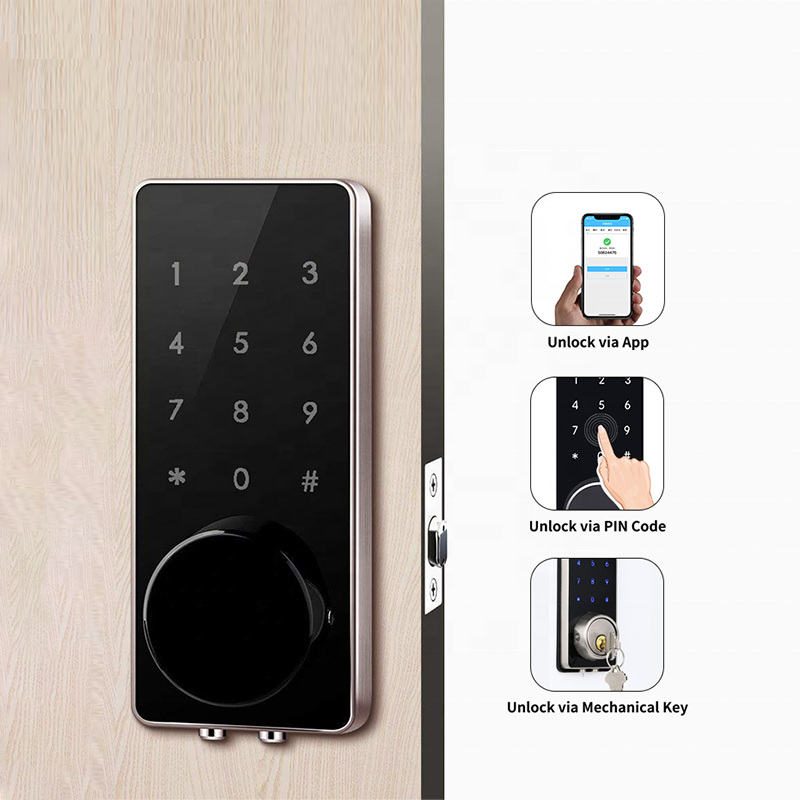 Udohow Smart Safety Ttlock Ble App Door Lock Electronic Digital Code Password Fingerprint Deadbolt Lock for Wood Door