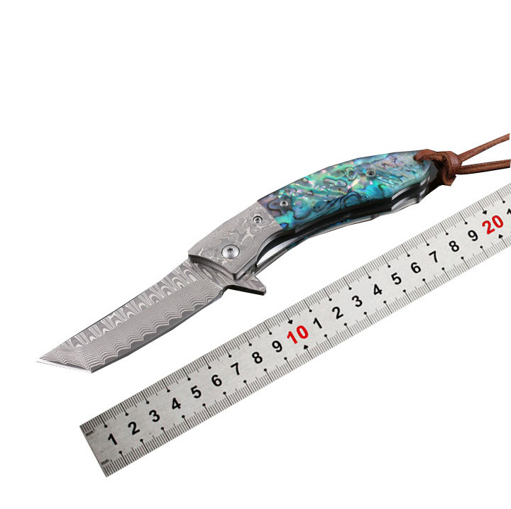 OEM China wholesale japanese high end pocket hunting knives hunting accessories with VG10 Damascus steel blade material