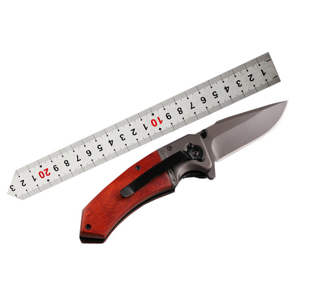 OEM bulk fancy best outdoor folding wood handle knife stainless steel blade camping pocket gift hunting knife fold knife