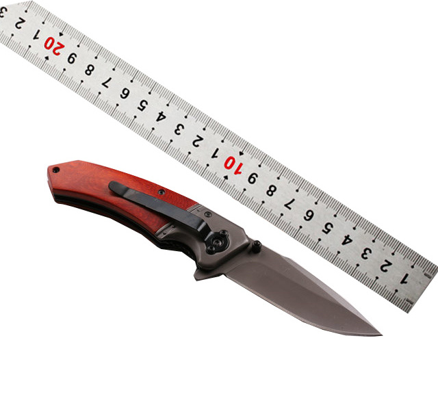 OEM bulk fancy best outdoor folding wood handle knife stainless steel blade camping pocket gift hunting knife fold knife