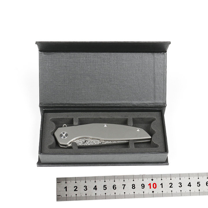 OEM Factory best seller tactical survival knives Damascus folding pocket knife outdoor hunting titanium knife in eva gift box