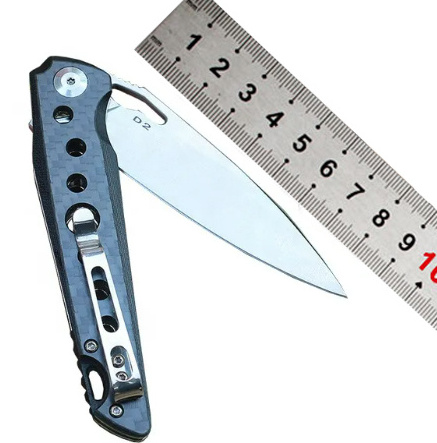 OEM High Quality carbon fiber Handle Outdoor Camping Knife Folding d2 steel knife fold knife