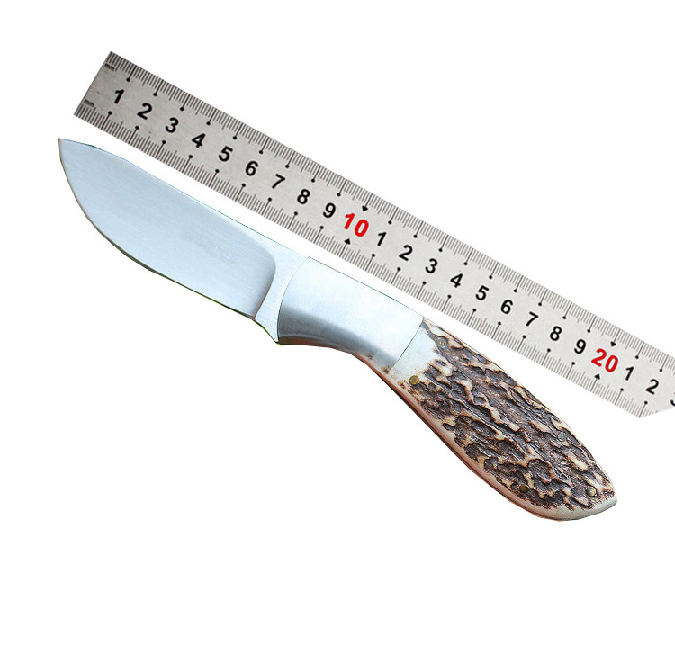 OEM Yangjiang fixed blade tactical knife for survival gear knife with damascus blade and deer antle handle