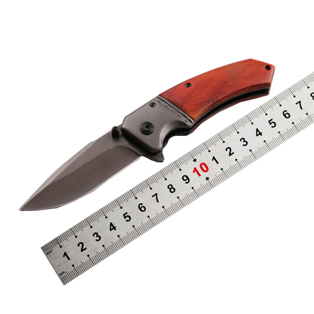 OEM bulk fancy best outdoor folding wood handle knife stainless steel blade camping pocket gift hunting knife fold knife