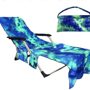 Microfiber Lightweight Chaise Lounge Chair Towel for Pool Garden Sun Lounger Vacation Beach Chair Cover Towel with Side Pockets