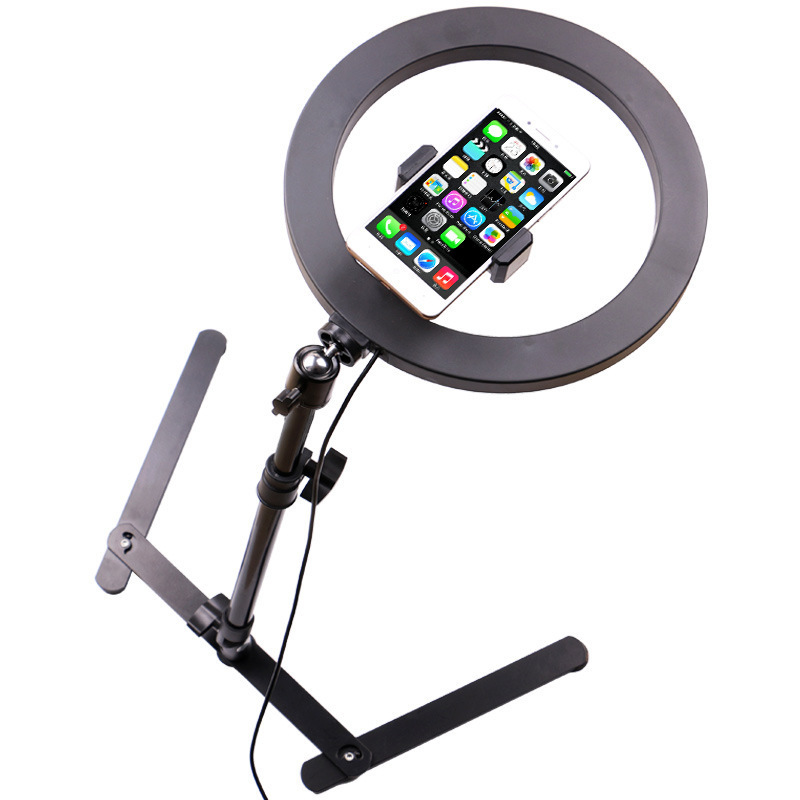 UEGOGO 10 inch Ring Light with Overhead Stand Tripod Desktop Micro Class Live Selfie LED Fill Light Photo Video Overhead Tripod