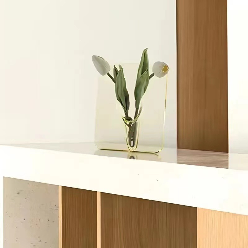 Rectangle Round Corner Acrylic Photo Ins Nordic Home Furnishings Simple Desktop Hydroponic Flower Arranger Flower Frame Vase