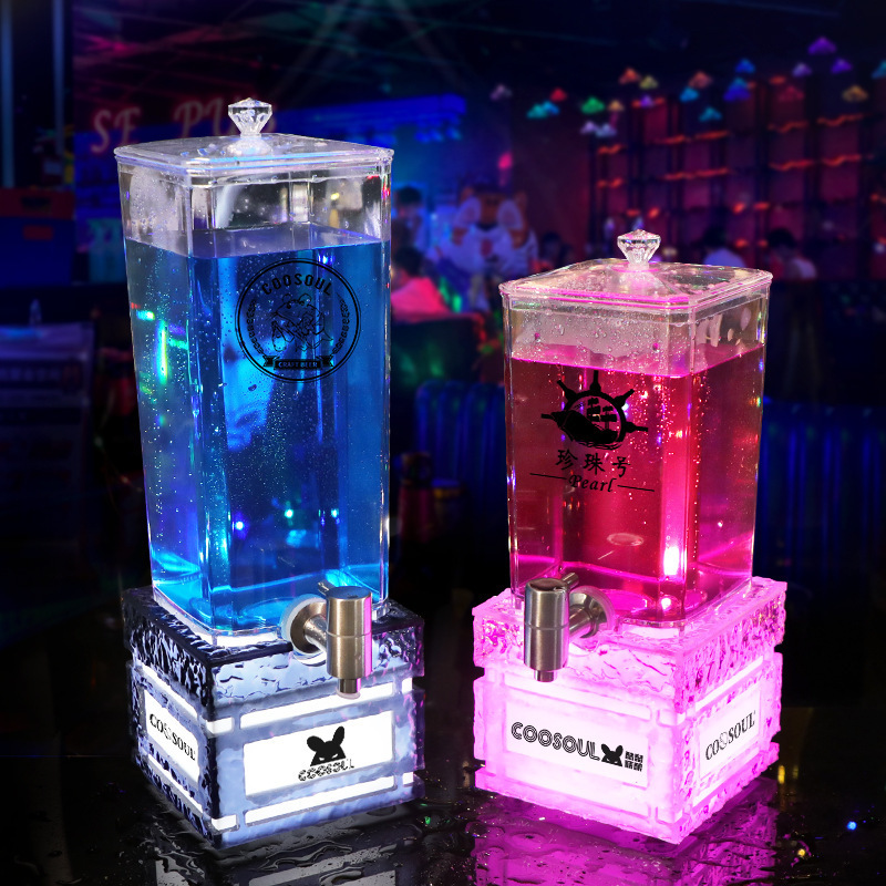 Custom Party lounge nightclub LED 3L With faucet Ice tube Juice Drink Beverage Dispenser Draft Beer Tower