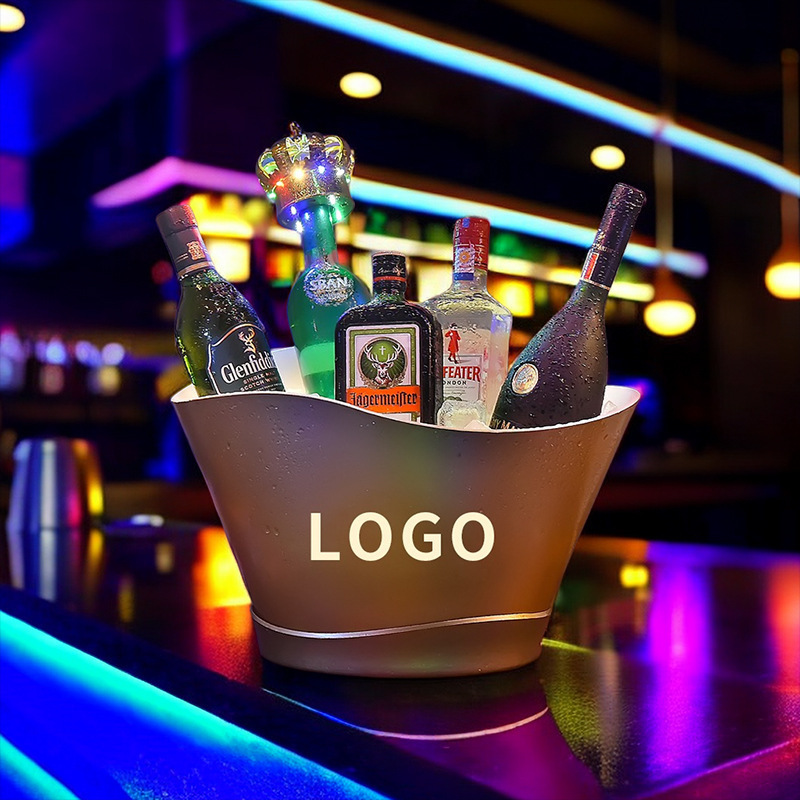 LED Ice Bucket for Champagne Wine Square Ice Bucket Drinks Beer Bucket for Party Bar Home Wedding