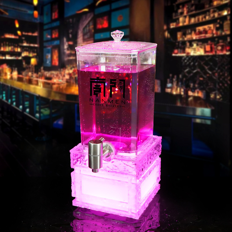 Custom Party lounge nightclub LED 3L With faucet Ice tube Juice Drink Beverage Dispenser Draft Beer Tower