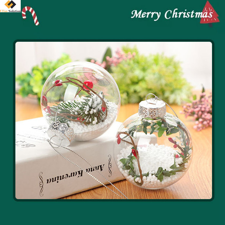 Christmas Bulb Ornament Recycle Balls Clear Plastic Glass Ball Craft Baubles Ornaments Fillable Unbreakable Shatterproof Hanging