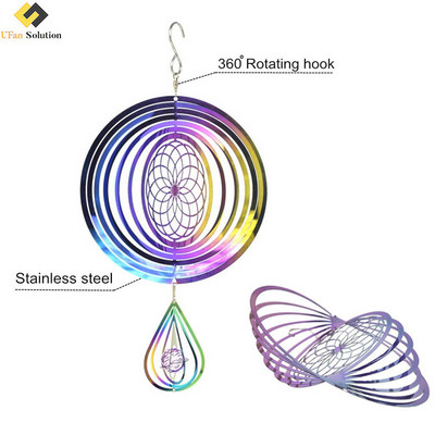 Spiral Kinetic Wind Spinner for Yard and Garden Wind Spinner Outdoor Metal Mini Hanging Decor 3D Garden Art Wind Spinners