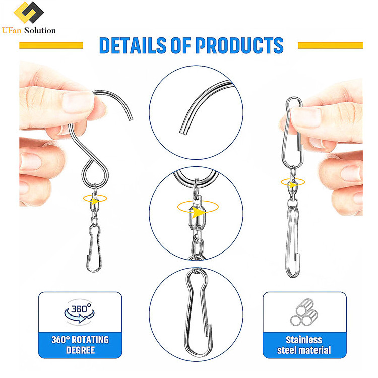 Wind Spinner Parts Swivel Hooks 360 Degree Dual Spinning Windsock Chime Supplies Hanger Swivels Clip Hanging Hooks