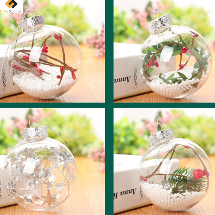 Christmas Bulb Ornament Recycle Balls Clear Plastic Glass Ball Craft Baubles Ornaments Fillable Unbreakable Shatterproof Hanging