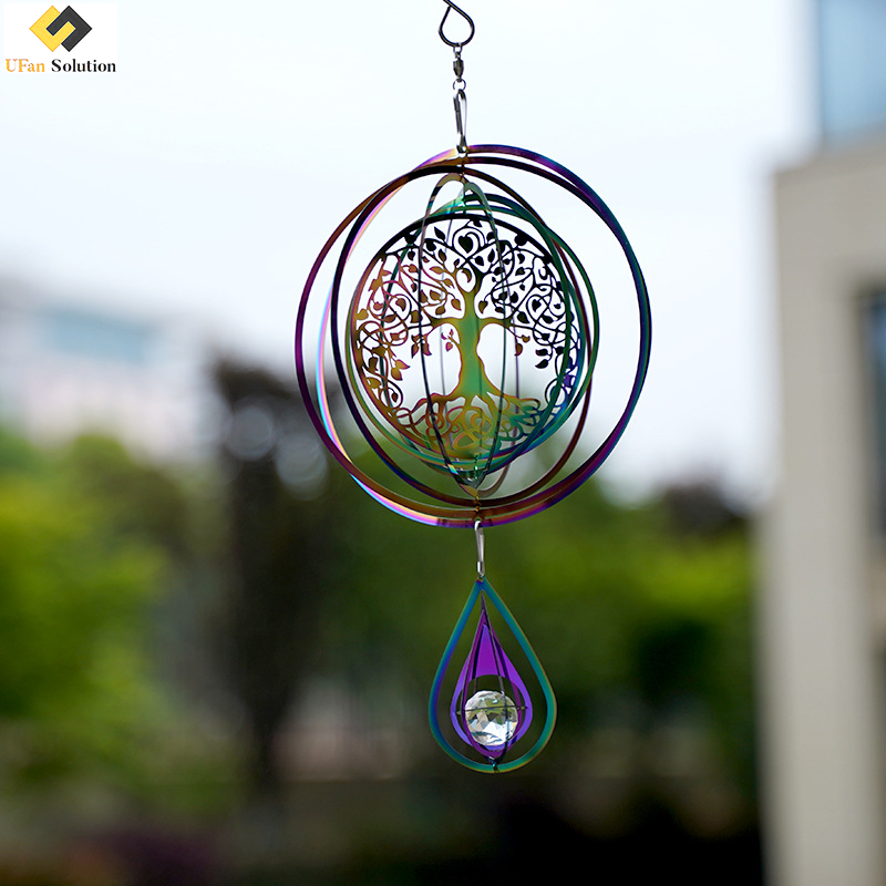 Spiral Kinetic Wind Spinner for Yard and Garden Wind Spinner Outdoor Metal Mini Hanging Decor 3D Garden Art Wind Spinners