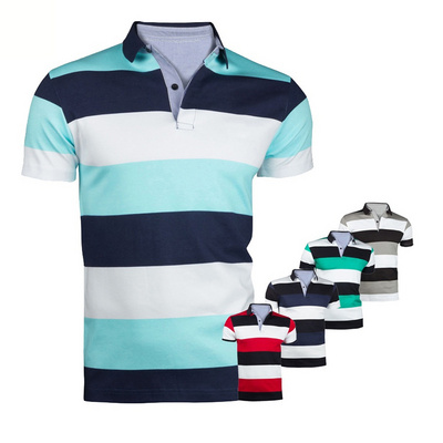 Men's Contrast Color Striped Polo Short Sleeve Casual Polo Men Short Sleeve Different Color Polo Shirts