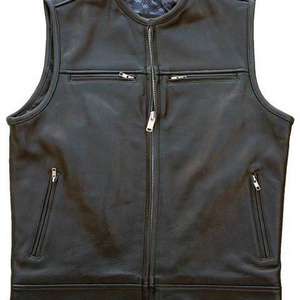 High Quality biker Customized fashion stylish motorbike Men's Leather Vest For men and woman