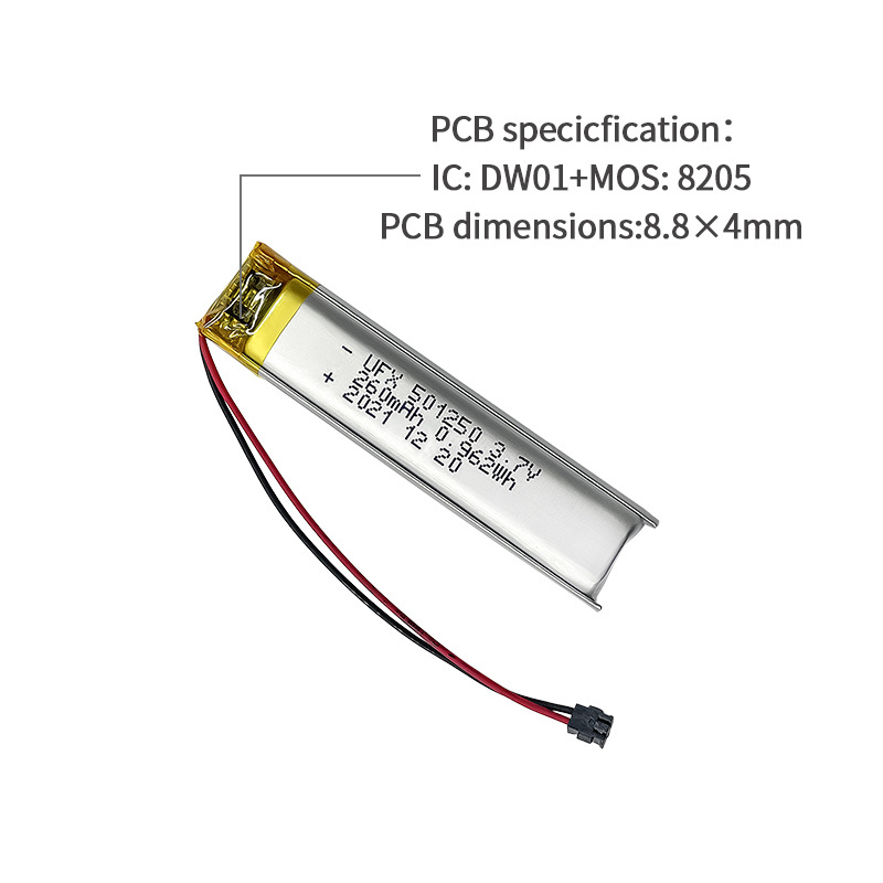 Chinese Li-ion Cell Factory Wholesale Recording Pen Battery UFX 501250 260mAh 3.7V Lipo Battery