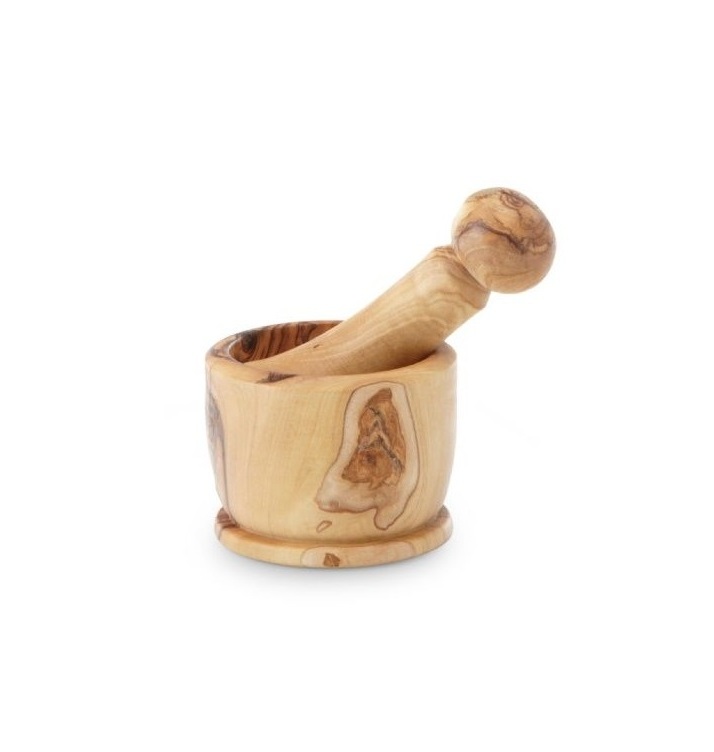 Natural Bowl Olive Wood Mortar and Pestle Set Garlic Pepper Herb Spice Pellet Grinder Wood Guacamole Maker Cheap price