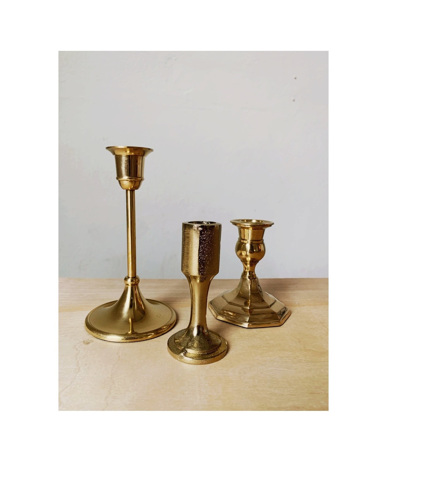 Unique Decorative brass candle stand modern luxury brass gold metal candle holder set with handmade use for sale