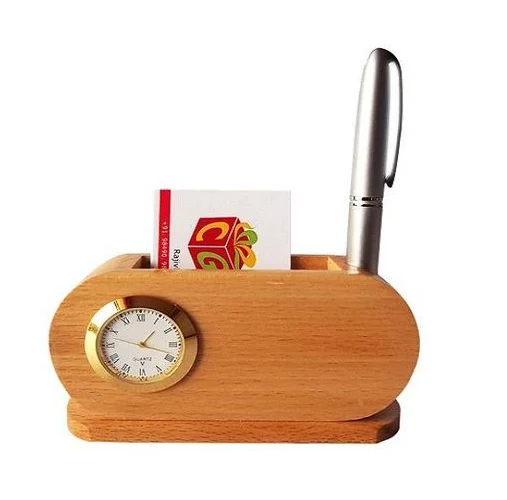 Modern Wooden Digital Wood Mini Table Top Pen Holder Alarm Clock for Office with design piece with sale product