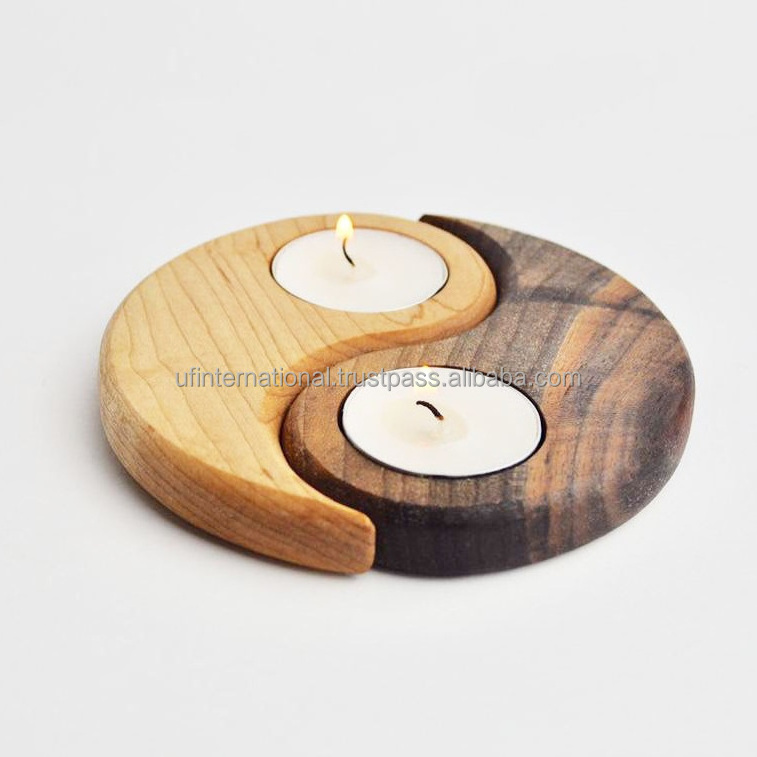 Customized Natural Wooden Pillar Candle Holder Home Decorative Tea Light Candle Holder Available At best price