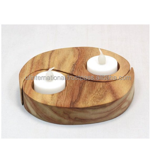 Customized Natural Wooden Pillar Candle Holder Home Decorative Tea Light Candle Holder Available At best price