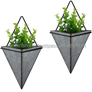 Natural Metal Flower Pots Metal Iron umbrella shape Bucket Hanging Flower pot Oval Railing Fence Garden Balcony Planter Pots