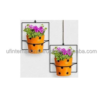 Natural Metal Flower Pots Metal Iron umbrella shape Bucket Hanging Flower pot Oval Railing Fence Garden Balcony Planter Pots