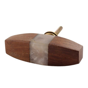 Natural wood and resin with brass knob & customize for home furniture use with handles &  best product top selling