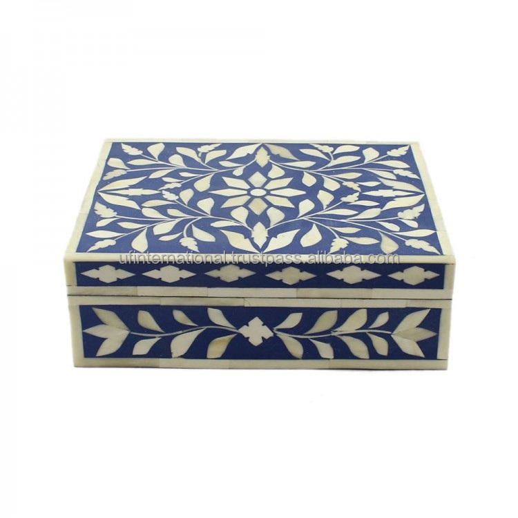 Attractive Design Bone Inlay Floral Square Jewelry Box Gift Boxes Trinket Keeping Storage for customized size