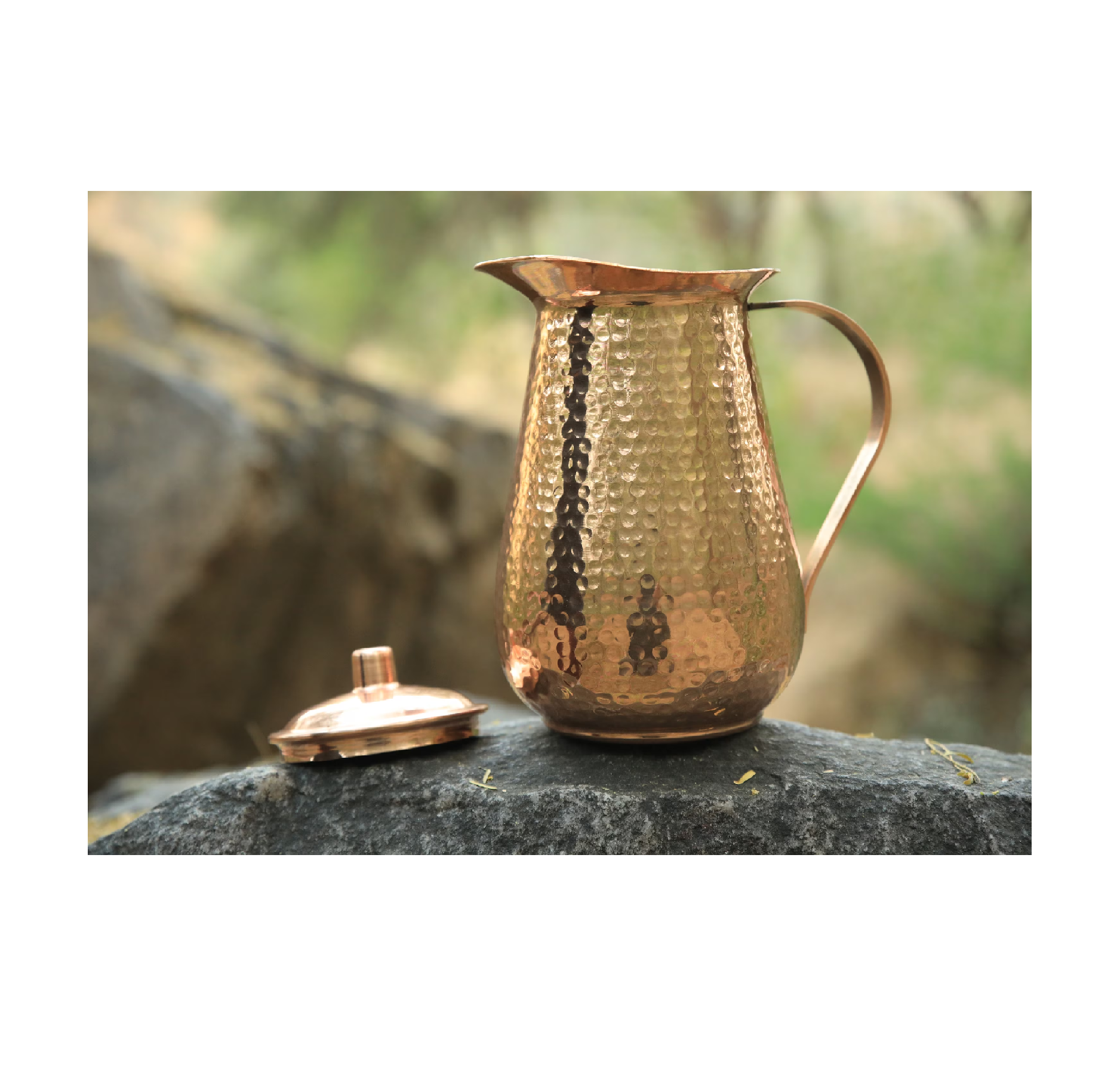 Copper jug with 2 glass Health Beneficial Tableware Pure Copper Plain Water jug With Handle Lid And Knob and black box packing