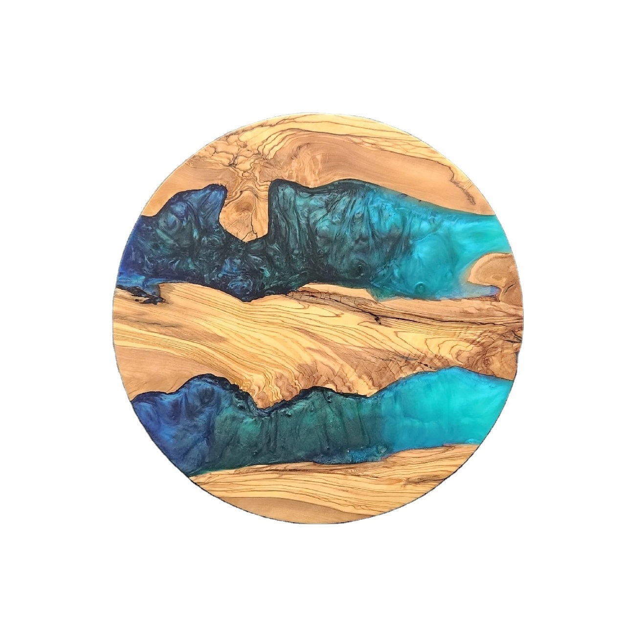 New Trendy Epoxy Resin & Wood Chopping Board High Quality Wood Resin Round Shape Sea Wave Design Admirable design