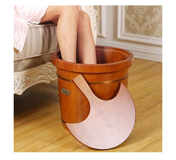 Wood Pedicure spa sink bowls with and customized size with handle natural wood color manufacturer factory