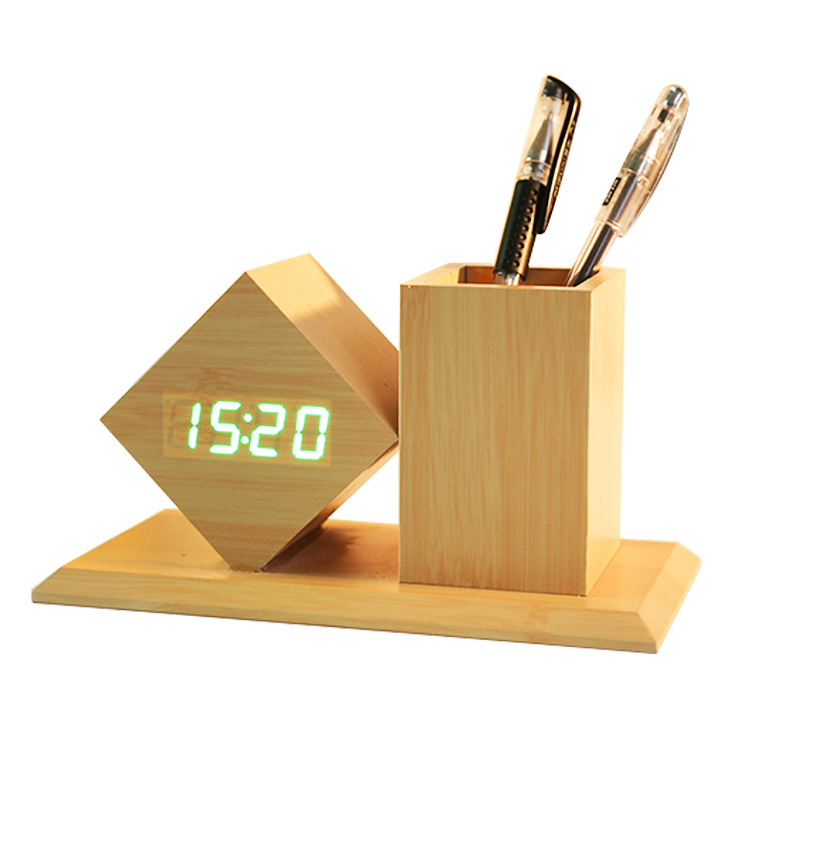 Newest Design Pen Holder Stand Hot Selling Office Desk Table Top Decor  with digital clock holder designer look