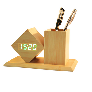 Newest Design Pen Holder Stand Hot Selling Office Desk Table Top Decor  with digital clock holder designer look