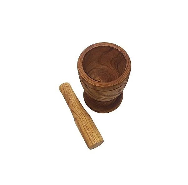 Antique Olive Wood Mortar and Pestle Set Garlic Pepper Herb Spice Pellet Grinder Wood Guacamole Maker for hot selling