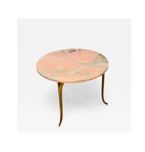 Antique Piece Pink Marble Side Coffee End Table Golden Living Room Office Brass Commercial Center Marble Top Tea Table hot sale