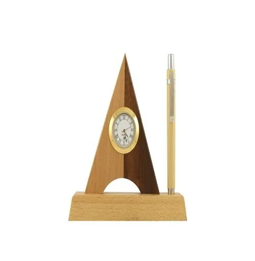 New Style Acacia Wood Make Up Brush Holder pen holder with watch and shiny polished office supplies pencil wood pen holder