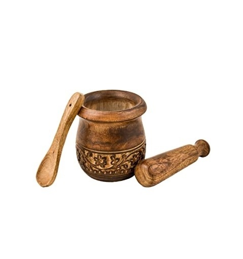 Physical wood mortar & pestle Cheap Granite Amazing Design Kitchen Wood Natural Bamboo Garlic Masher best selling