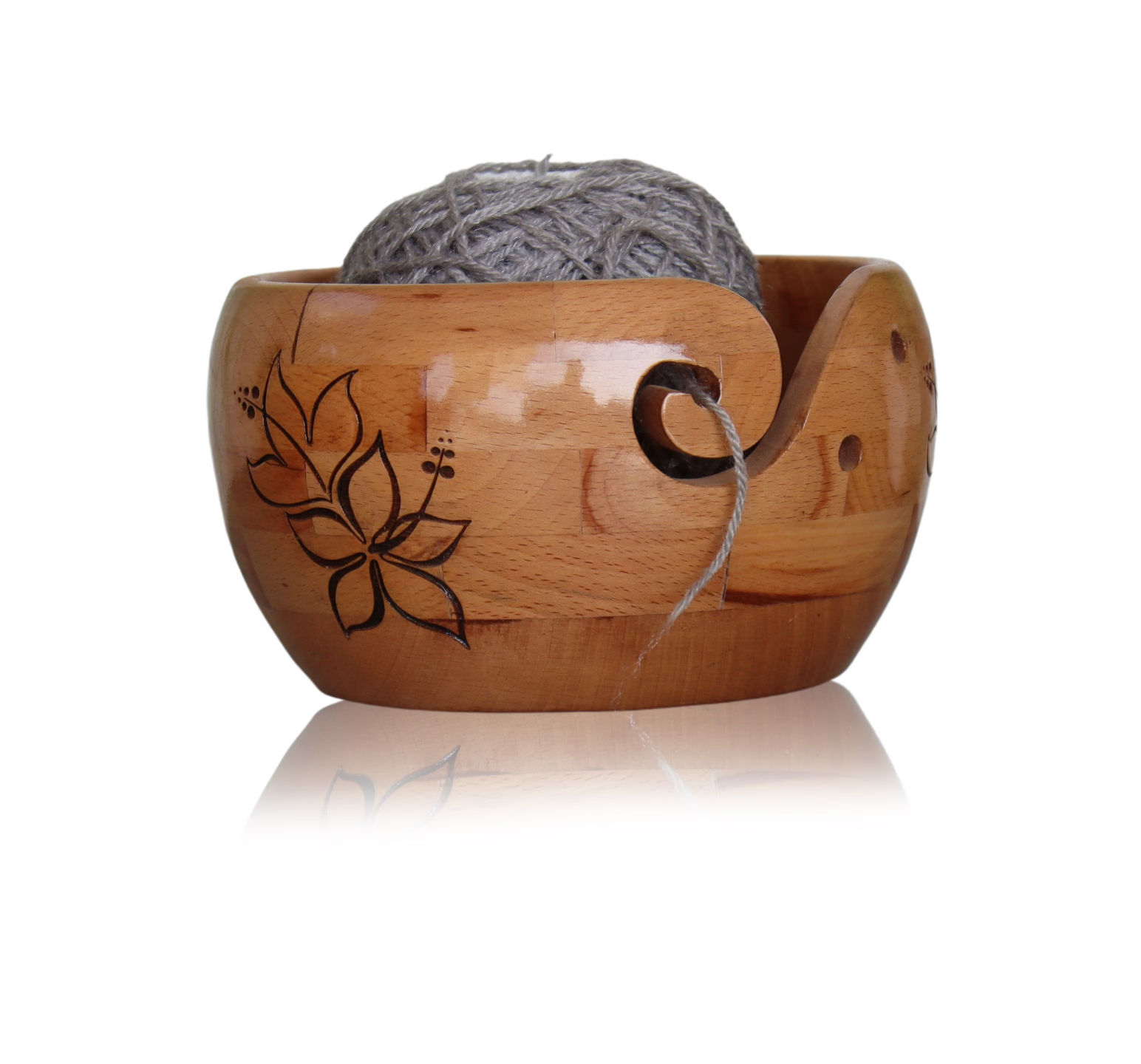 Luxury design Wooden Yarn Storage Bowl Knitting Crochet Accessories Fractal Burn Wood Bowl top trending product