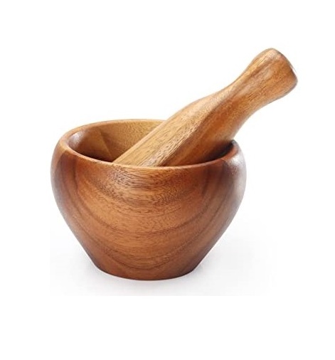 Physical wood mortar & pestle Cheap Granite Amazing Design Kitchen Wood Natural Bamboo Garlic Masher best selling