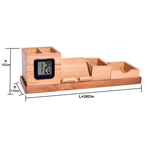 Modern Wooden Digital Wood Mini Table Top Pen Holder Alarm Clock for Office with design piece with sale product