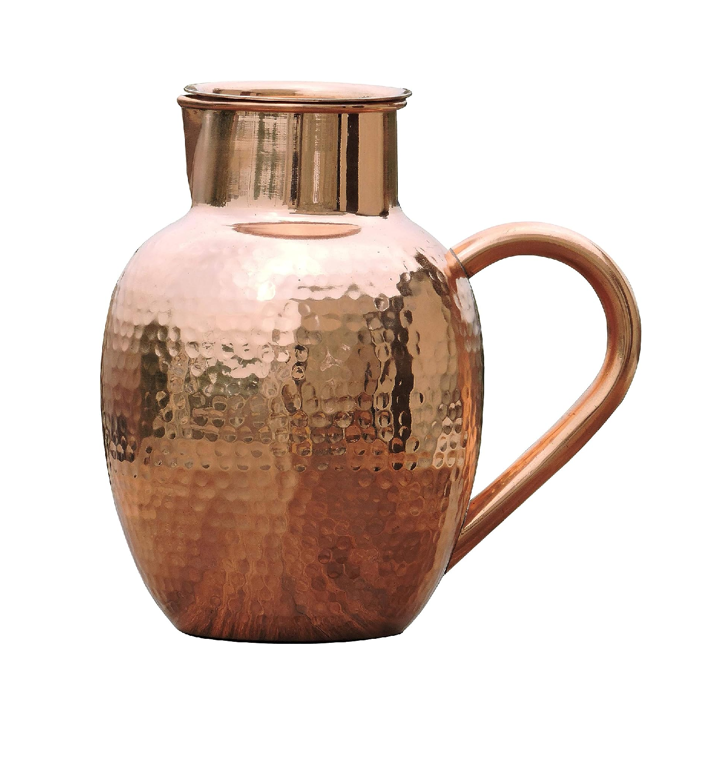 Copper jug with 2 glass Health Beneficial Tableware Pure Copper Plain Water jug With Handle Lid And Knob and black box packing