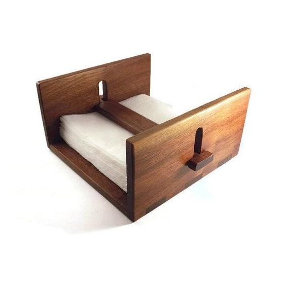 Unique Wood napkin holder for Wood Upright Napkin Holder Square Paper Napkins for low price with customize dark polished color