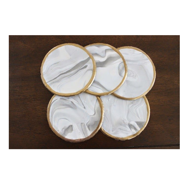 superior quality Marble coaster Kitchen Accessories white round marble coasters customize design Cup Coasters natural craft