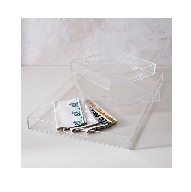 High quality Antique Acrylic serving tray chocolate  Food Serving Tray Rectangle Lucite Macaroon Display Tray for sale