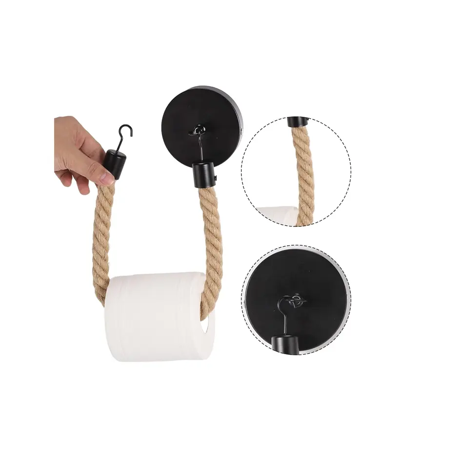 Rope paper roll holder with hemp toilet toilet paper storage stainless steel toilet paper holder with sale