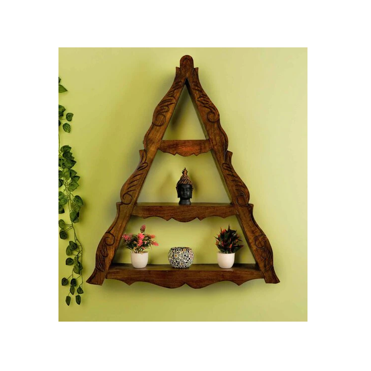 Triangle Wood wall decorative Home and handmade use Decorative Flowers Art Wall Hanging Unique design natural craft